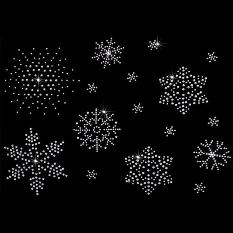 2 sheet snowflake iron on rhinestones transfers iron on Applique Hotfix with snowflake 16 pieces with snowflake pattern