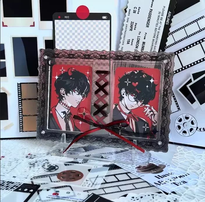 Ribbon Lace Gradient Acrylic Frame Mini Photocard Holder Display Stand Brick Japanese Game Card Anime Collection Frames