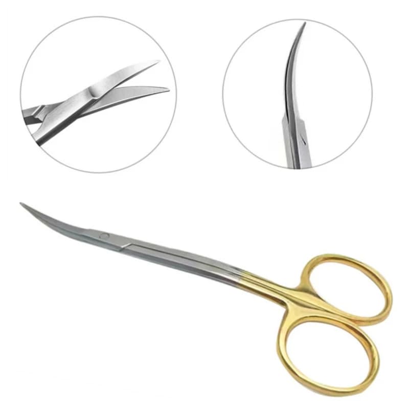 Forbici chirurgiche dentali a doppia flessione Forbici per tessuti con punta curva in acciaio inossidabile da 12,5 cm Pinze Strumento chirurgico per impianti dentali