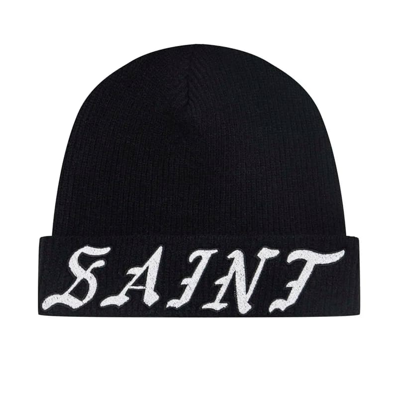 Winter Autumn Thick Saint Knitted Hat Heavy Fabric Embroidered Letters Trendy Simple Saint Hat