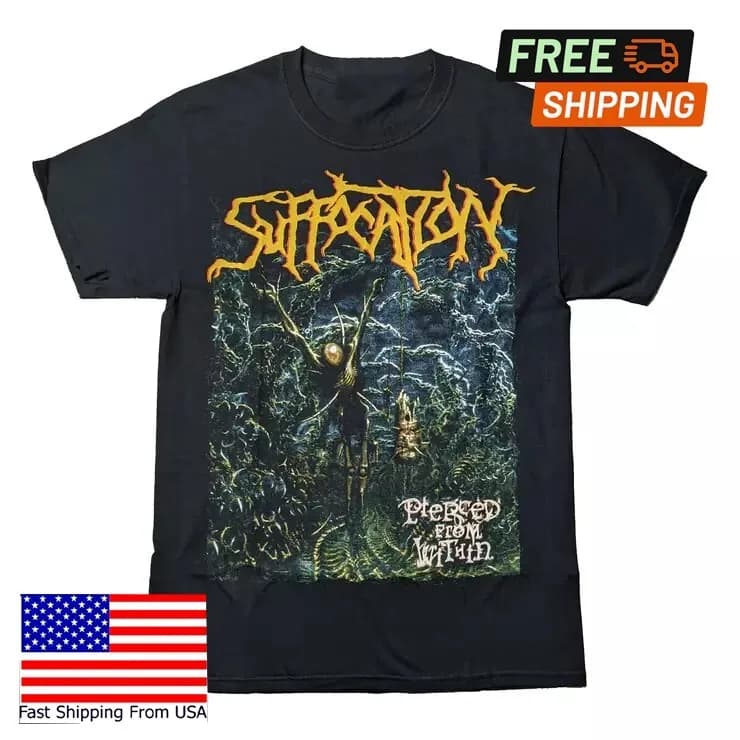 Suffocation Pierced From Within T-Shirt Short Sleeve Black Men S to 2345XL