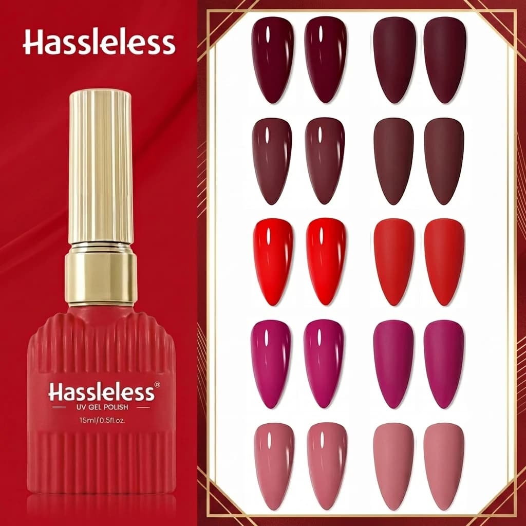 Smalto Gel per Unghie Hassleless 15ml, Gel Colorato Soak-Off UV LED per Nail Art Fai-da-Te, Design Unghie, Vernice per Nail Art