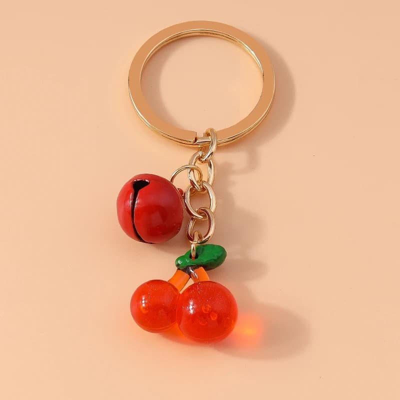 Cute Resin Cherry Keychain Simulation Fruit Key Rings Pendant for Women Girls Handbag Decor DIY Key Chain Jewelry Gifts