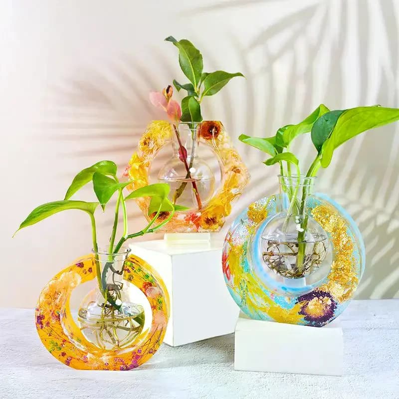 Vase Base Epoxy Silicone Mold DIY Plant Flower Pot Tray Bracket Water Plant Molds For Resin Home Decoration