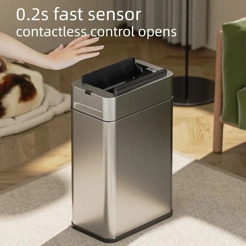 Smart Sensor Trash Can Large Capacity Stainless Steel Trash Bin Anti Odor Kitchen Litter Bins Household Wastebasket with Lid