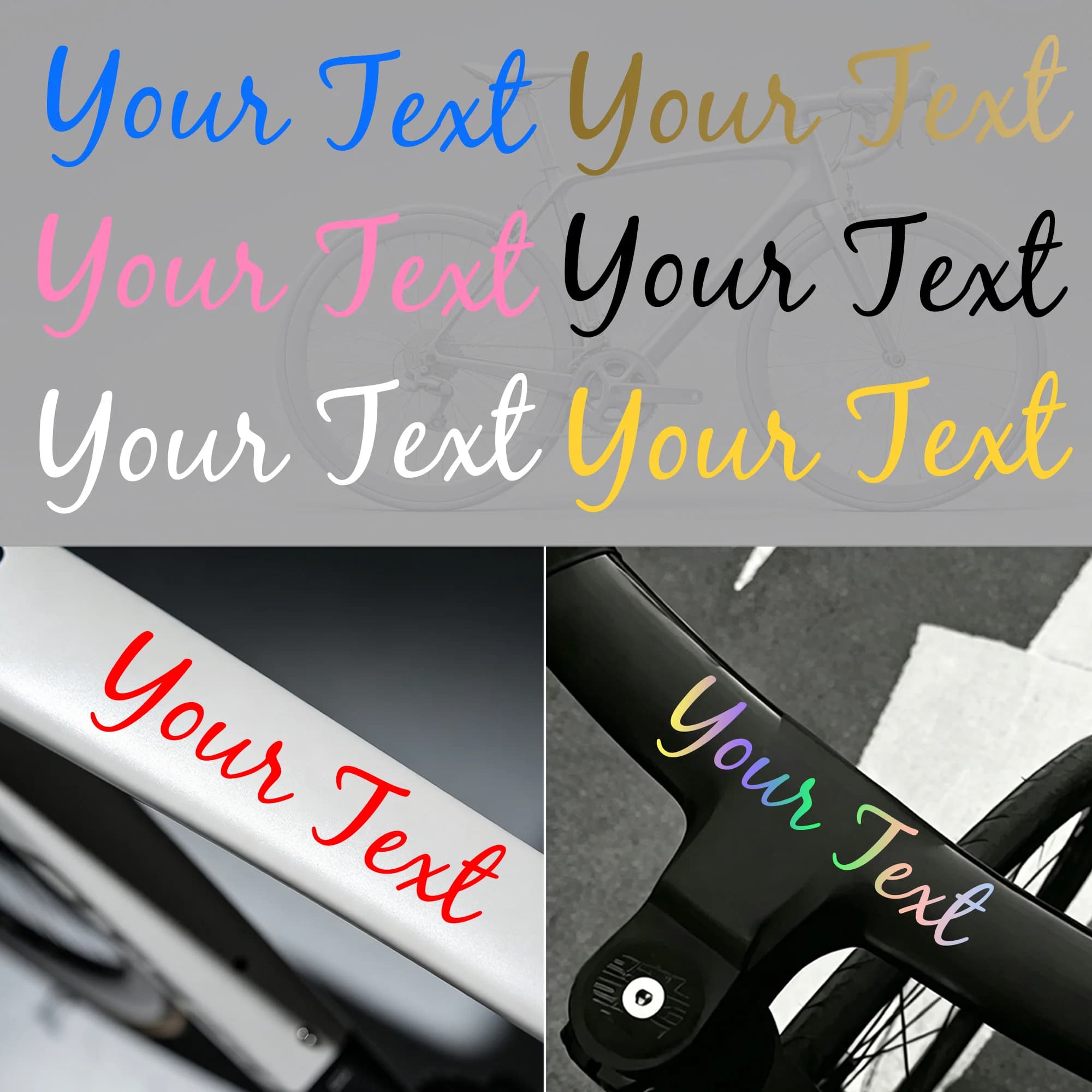 Adesivi Personalizzati per Telaio Bicicletta, Font Scritto a Mano, DIY MTB, Decalcomanie in Vinile per Tubo Superiore Bici, Moto e Casco