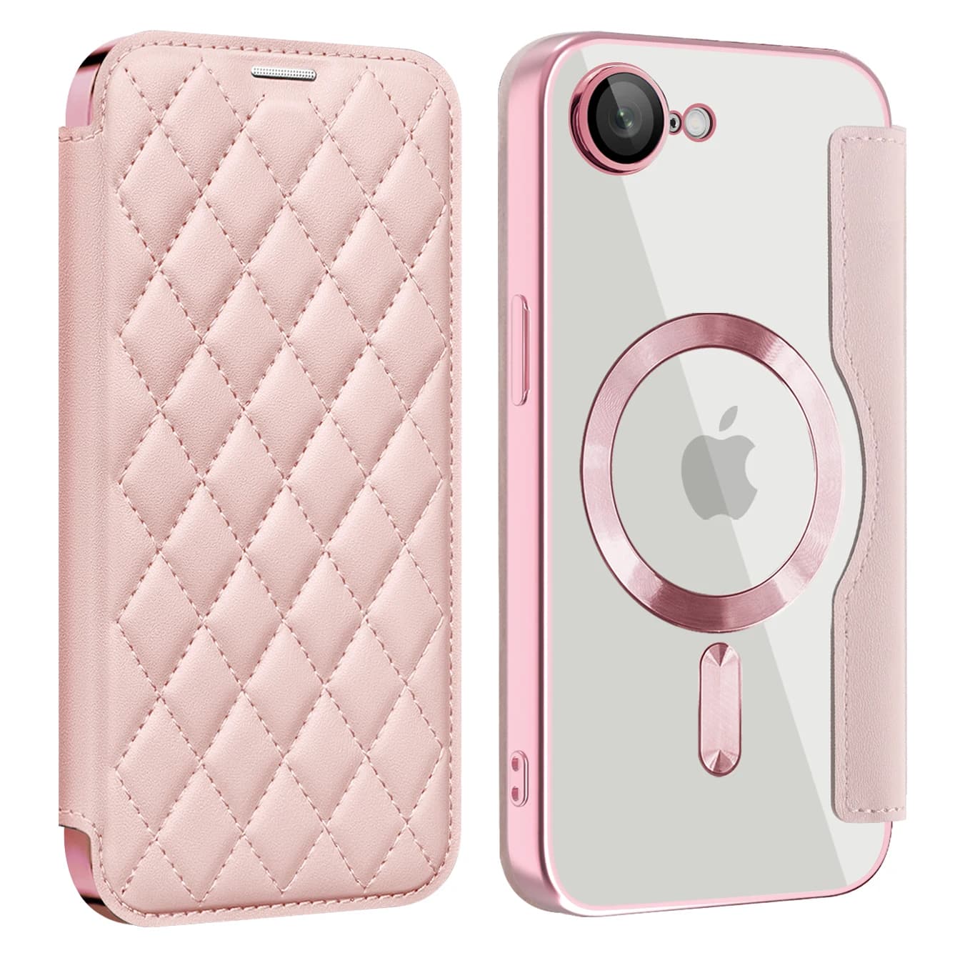 Luxury Transparent Flip Leather Wallet Magnetic Phone Case For iPhone 17E 16E Wireless Charging Card Wallet Cover Capa