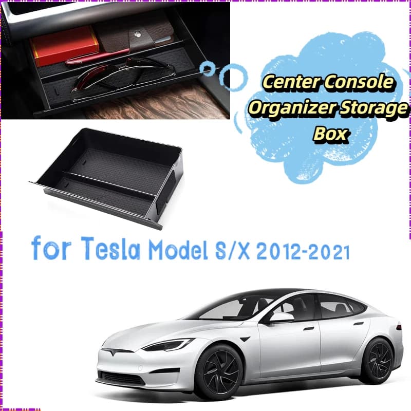 For Tesla Model S Model X 2012-2021 Center Console Cubby Drawer Organizer Insert Storage Box Car Interior Accessories
