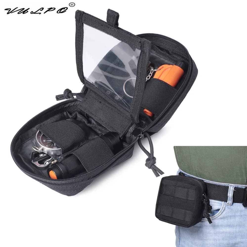 Fwoyonze Tattico Mini Multiuso MOLLE EDC Strumento Pouch Coltello Bussola Torcia Borsa di Immagazzinaggio di Carta di Campeggio Micro Marsupio