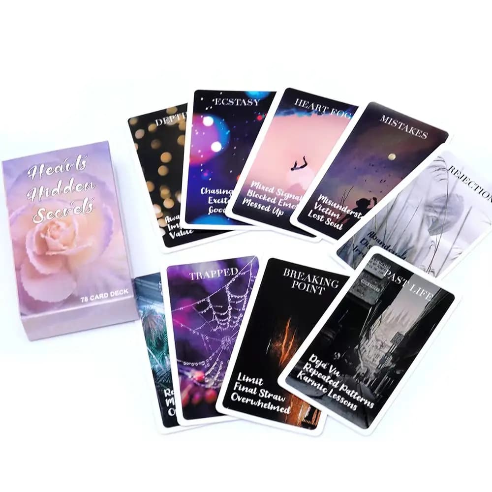 Segreti nascosti con cuori Carte Oracle Mazzo di tarocchi Carte delle situazioni Lucido Doppia fiamma Mazzo Sentimenti Messaggi Mazzo 78 Carte Bordo Gam