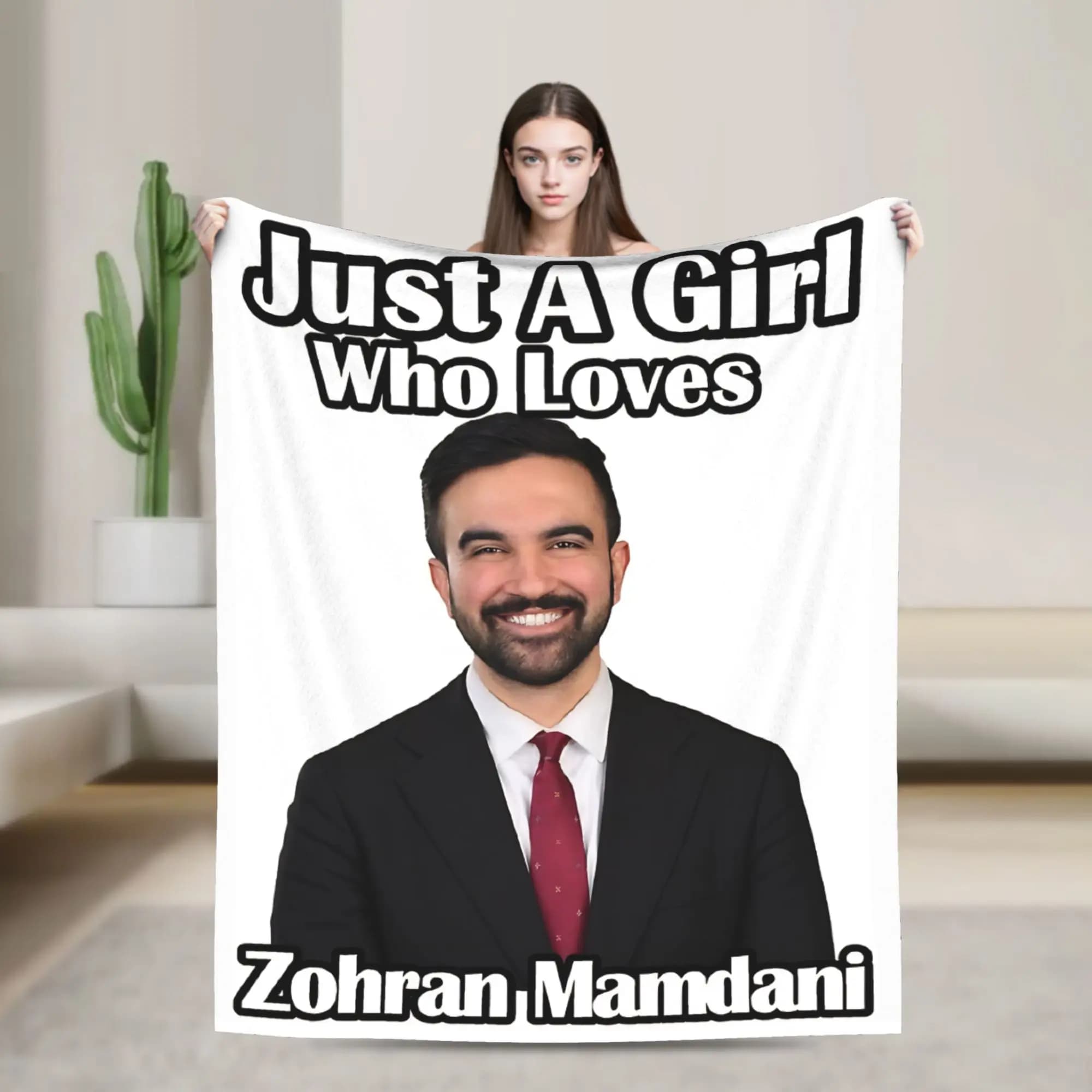 Just A Girl Who Loves Zohran Mamdani Blanket Office Flannel Throw Blanket For Home Decor Warm Soft Custom Quality Bedspread