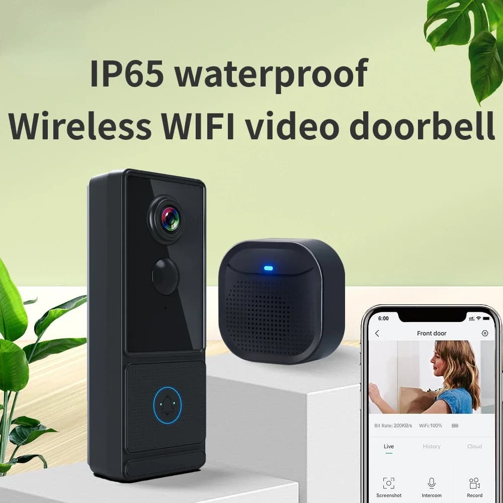 Campanello video WIFI wireless per casa intelligente IP65 citofono vocale impermeabile telefono cellulare monitoraggio remoto allarme rilevamento movimento PIR