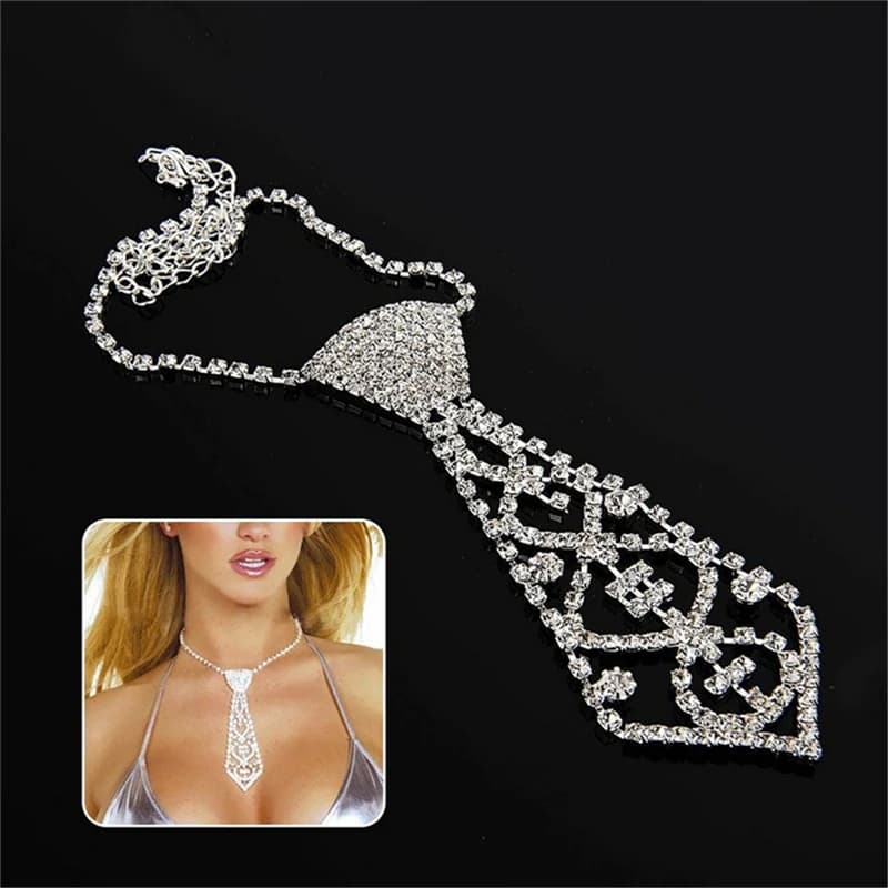 Cristallo strass girocollo cravatta collane ciondoli cintura catena girocollo collana gioielli donna