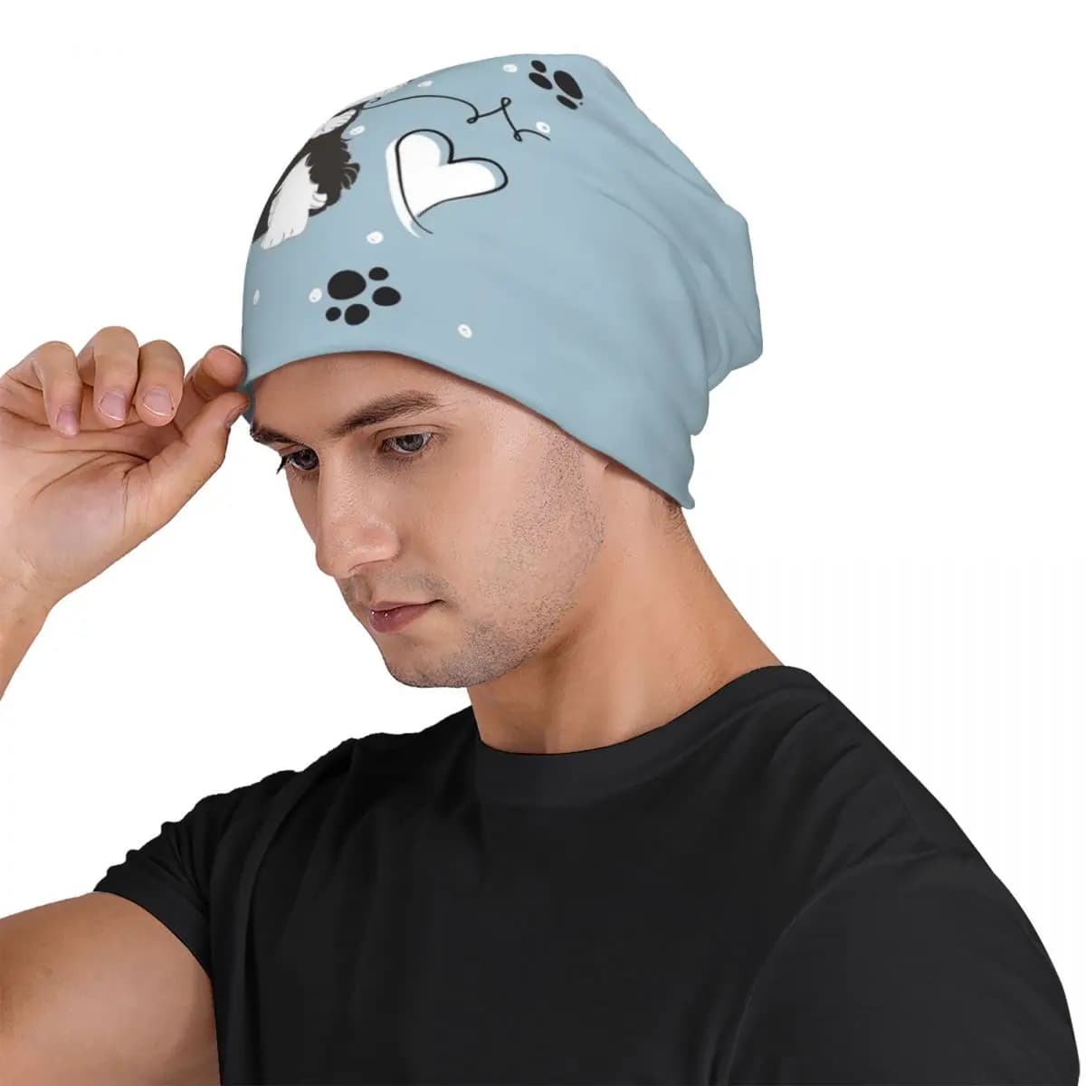 Amore Schnauzer in miniatura in bianco e nero Uomo Donna Berretti per adulti Berretti a cuffia lavorato a maglia Cappelli Skullies per esterni alla moda caldi
