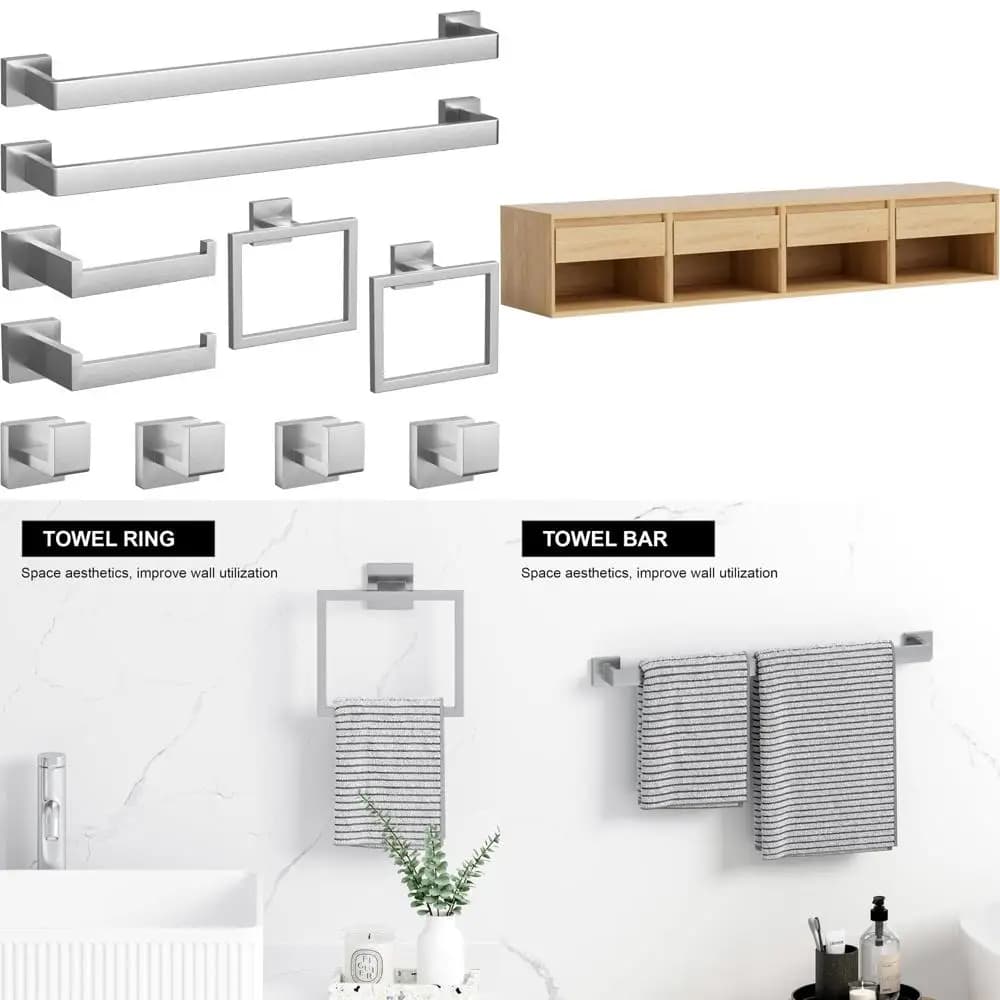 Set di accessori da bagno in acciaio inossidabile con nichel spazzolato, portasciugamani da 23,6 pollici, collezione completa di hardware per bagni moderni