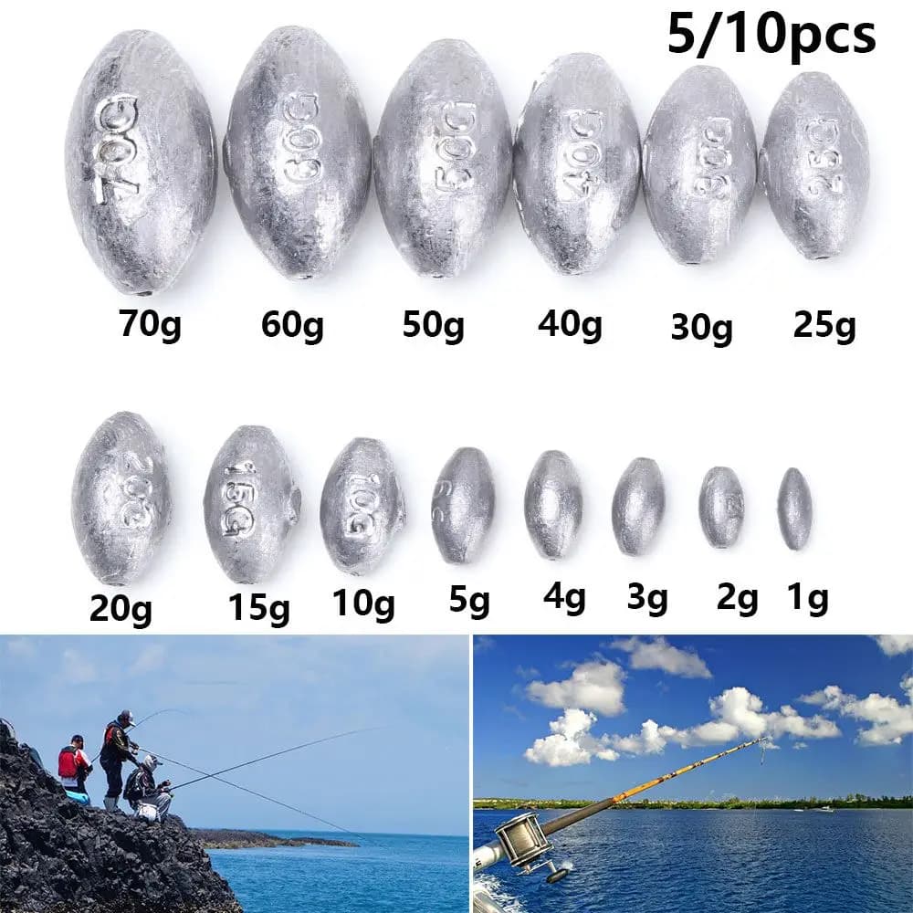 5/10 pz Round Shot Split pesi aggiuntivi a forma di oliva pesca piombo caduta Sinker gancio connettore linea platine attrezzatura da pesca
