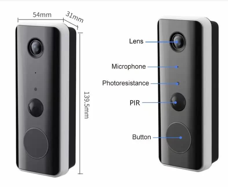 Videocitofono IP Wi-Fi 3MP 1296P con App Tuya, Basso Consumo, Lunga Autonomia, Campanello e Visualizzatore Video