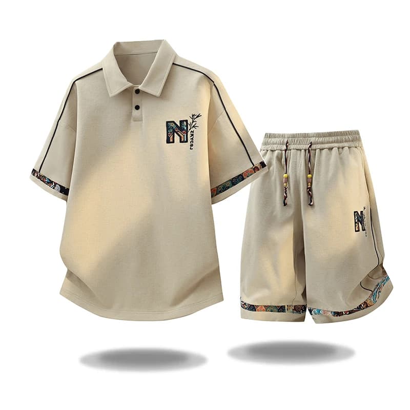 New Summer Fashion Trendy Outdoor Sports Short Sleeve T-Shirt Set Men's Casual Loose Plus Size High Quality Two-Piece Set