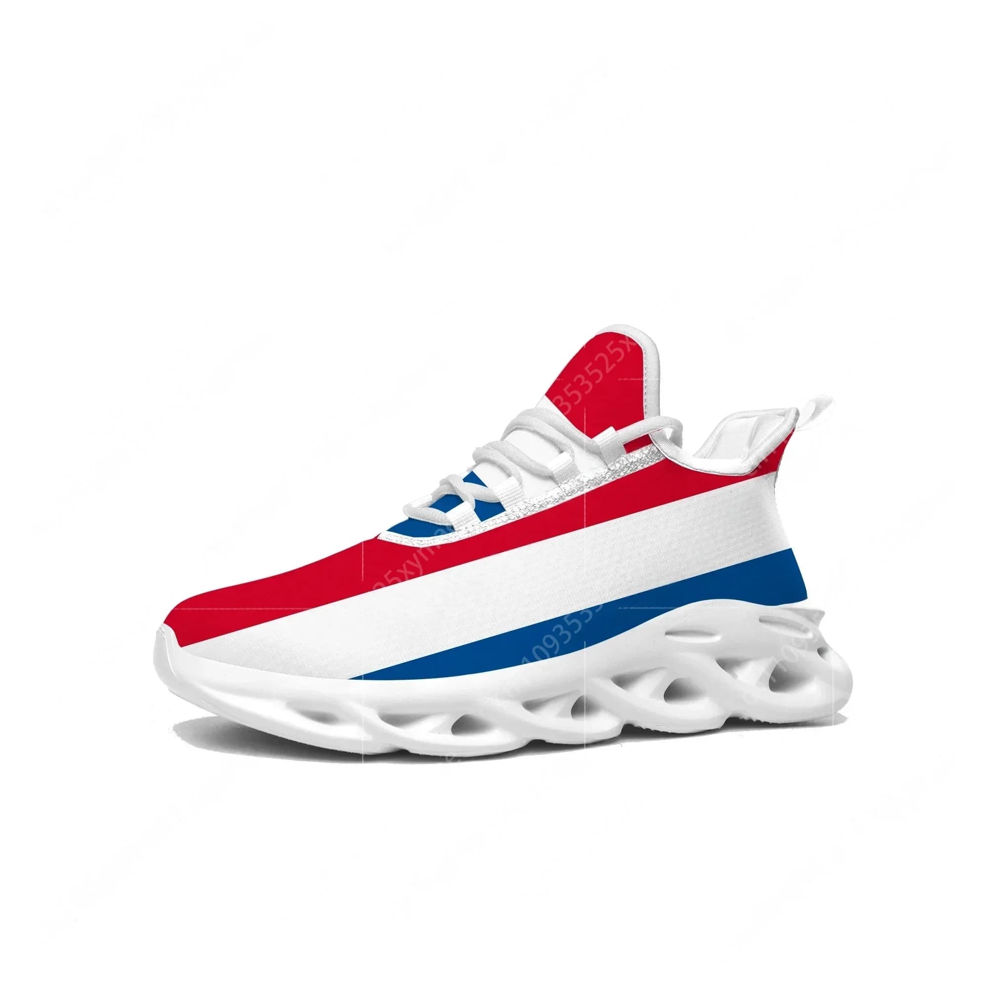Sneakers con Bandiera Olandese, Scarpe Sportive Unisex Aaron, Sneaker da Corsa con Lacci in Mesh, Calzature su Misura Olandesi, Bianche