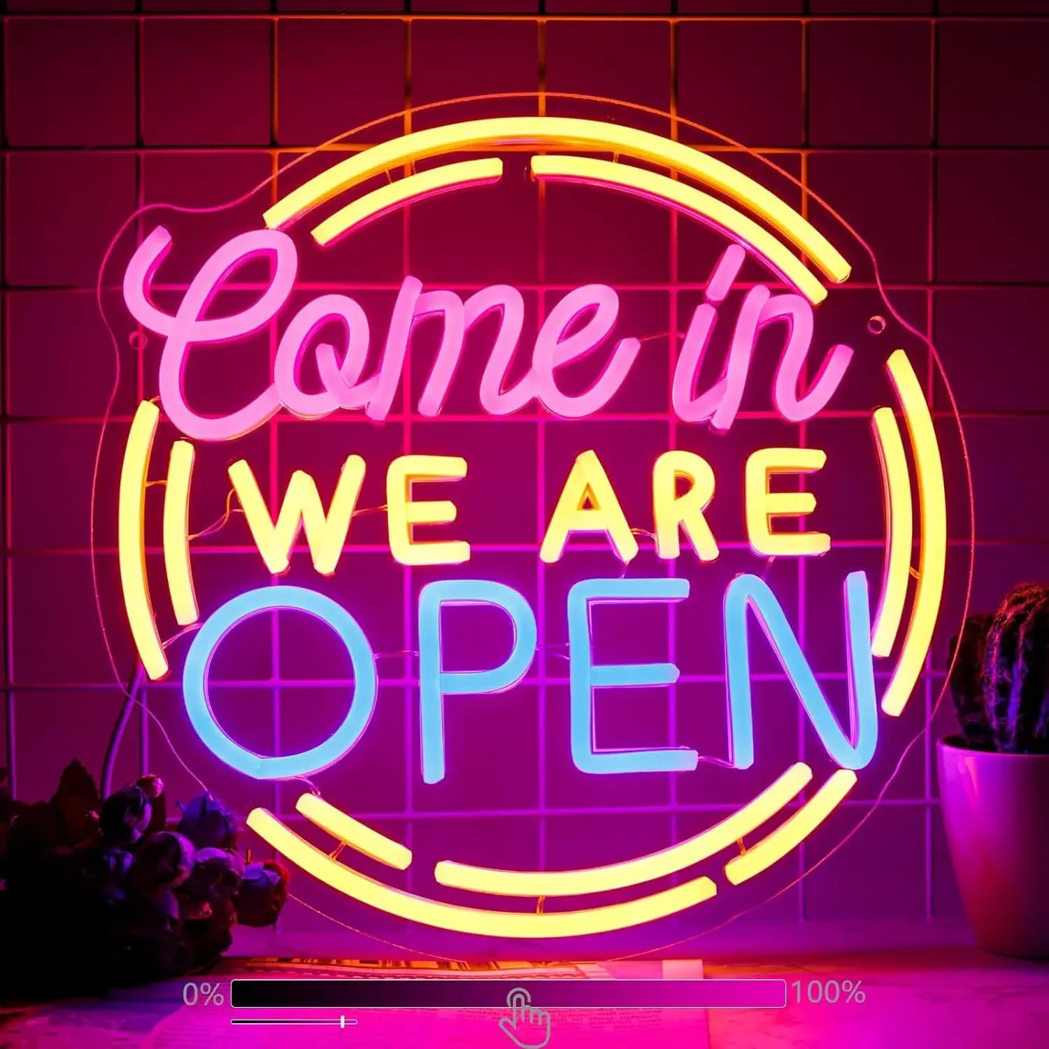 Come in We Are Open Insegna al neon USB dimmerabile LED Insegna al neon per Drink Bar Man Cave Camera da letto Hotel Negozio Garage Decorazione da parete per feste