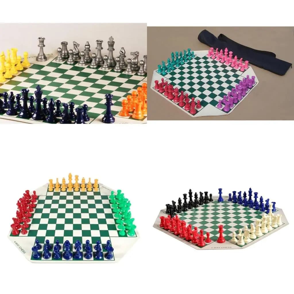 Q39E 4-Way Chess Set Travel Chess Game With Chessboard and Chess for Group Gatherings