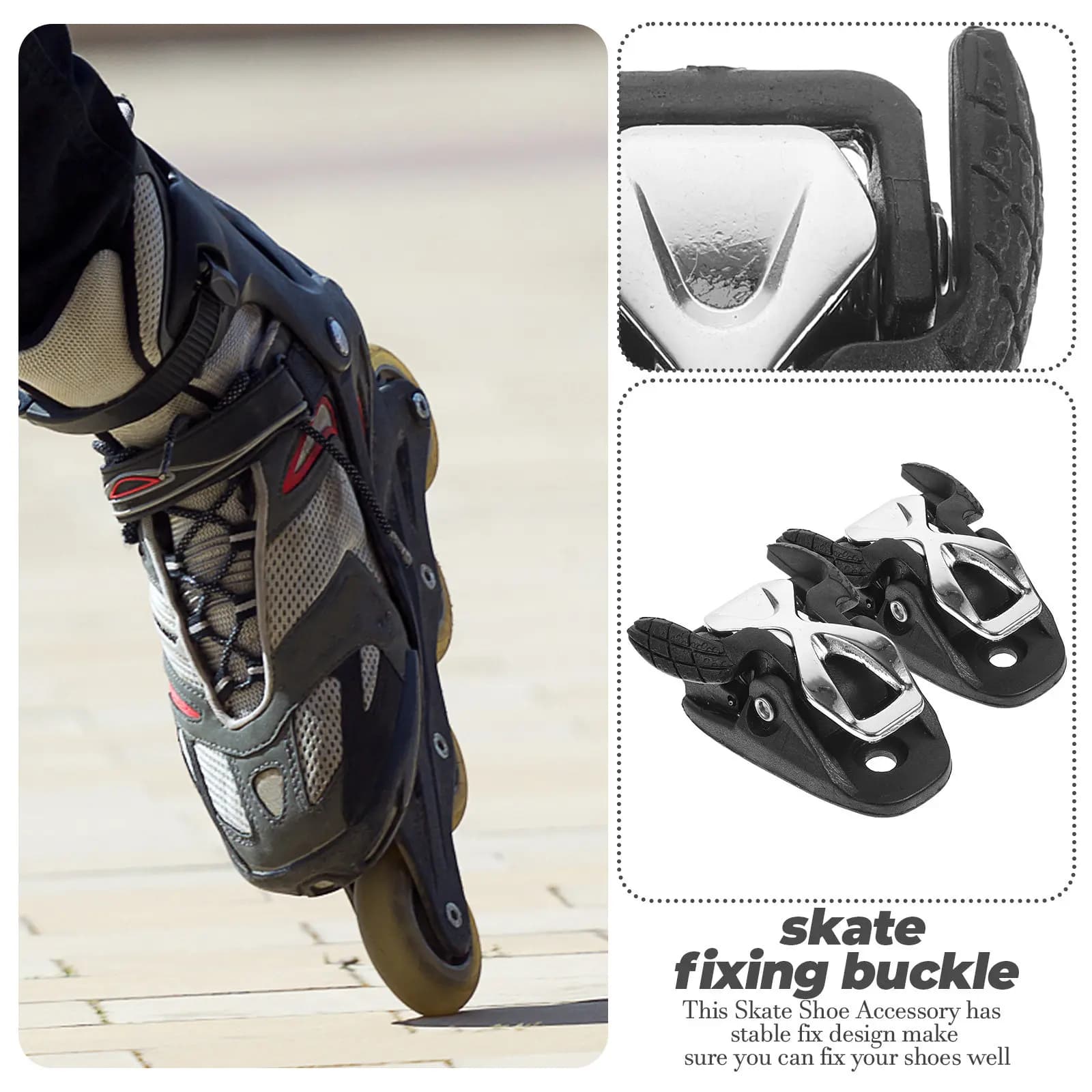 2Pcs Roller Skate Buckle Set Professional Skate Fixing Buckle Lightweight Compact Design for Roller Skating Ice Skates