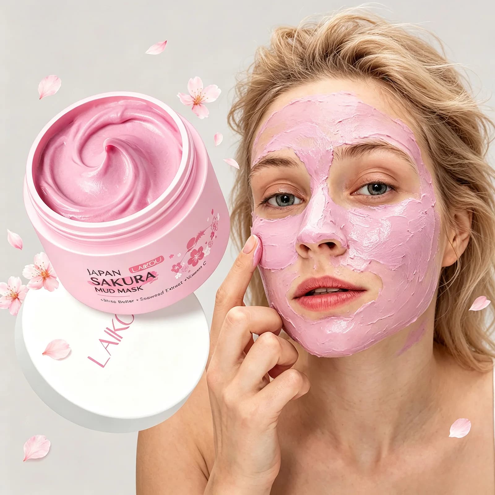 LAIKOU Sakura Clay Mask Gentle Deep Cleansing Hydrating Nourishing Oil Control Shrink Pores Facial Mud Mask Daily Skin Care 25g