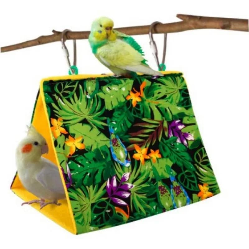 Rainforest Style Triangular Bird Nest Tent Summer Shade Swing Bird Nest Hanging Toy for Bird Cages Pet Birds