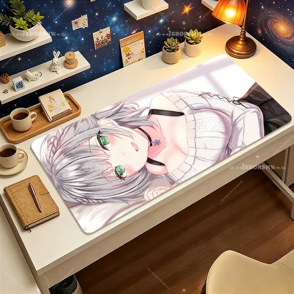 Tappetino per mouse White Armor Virtual Idol Girl, tappetino antiscivolo in gomma per computer portatile, decorazione per scrivania da gamer, tappetino per mouse per giochi in ufficio