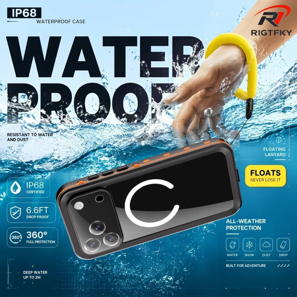 IP68 Waterproof Case For iphone 17 Air 16 15 14 Plus 13 Pro Max 360° Full Protection Magnetic Cover Outdoor Swimming Snorkeling
