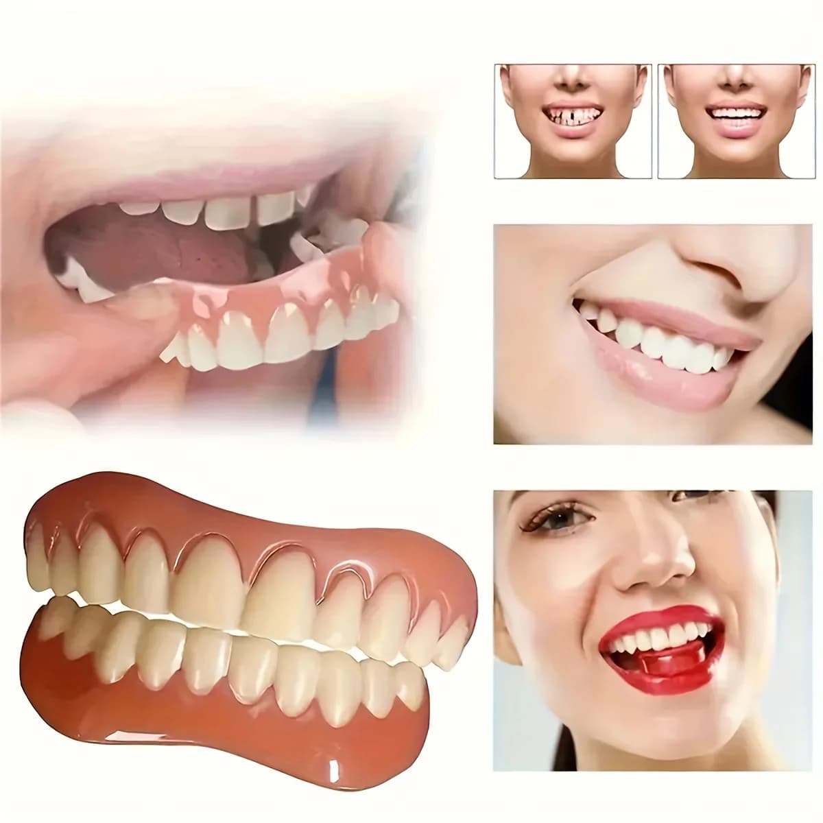 Set of 4 Denti Finti Unisex (4 Superiors + 4 Lowers), Dental whitening and Carie Cover, Gift for Festival