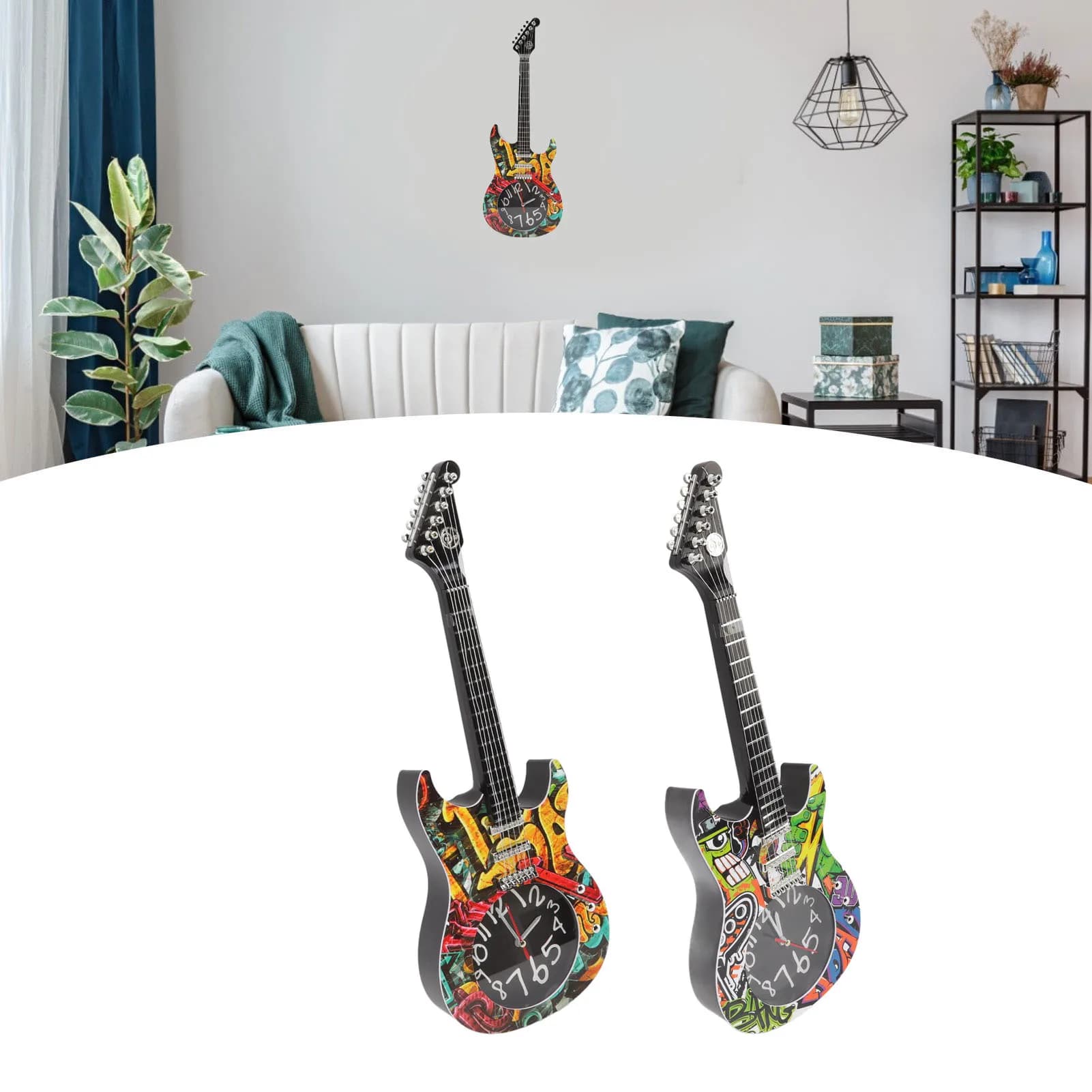 Orologio da Parete a Forma di Chitarra, Simulazione Accurata del Tempo, Decorazione Murale per Casa, Dormitorio, Camera da Letto