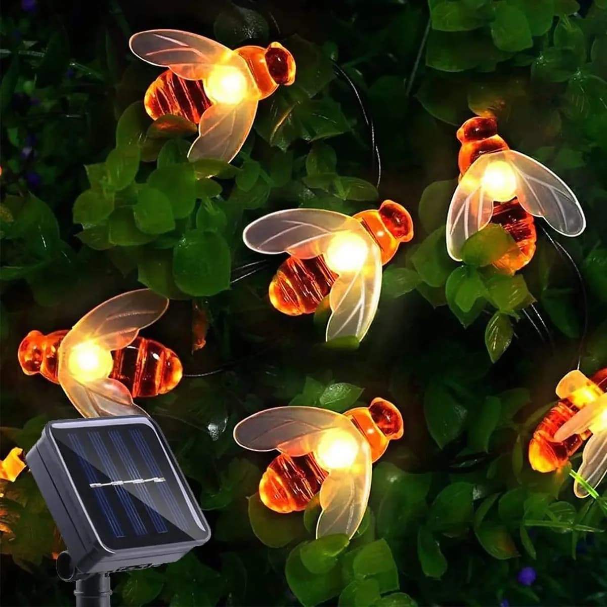 Luci Solari a Stringa 6,5m 30 LED a Forma di Ape, Luci Esterne per Matrimoni, Casa, Giardino, Patio, Feste, Albero di Natale, Decorazione a Forma di Ape, Lampada Fatata