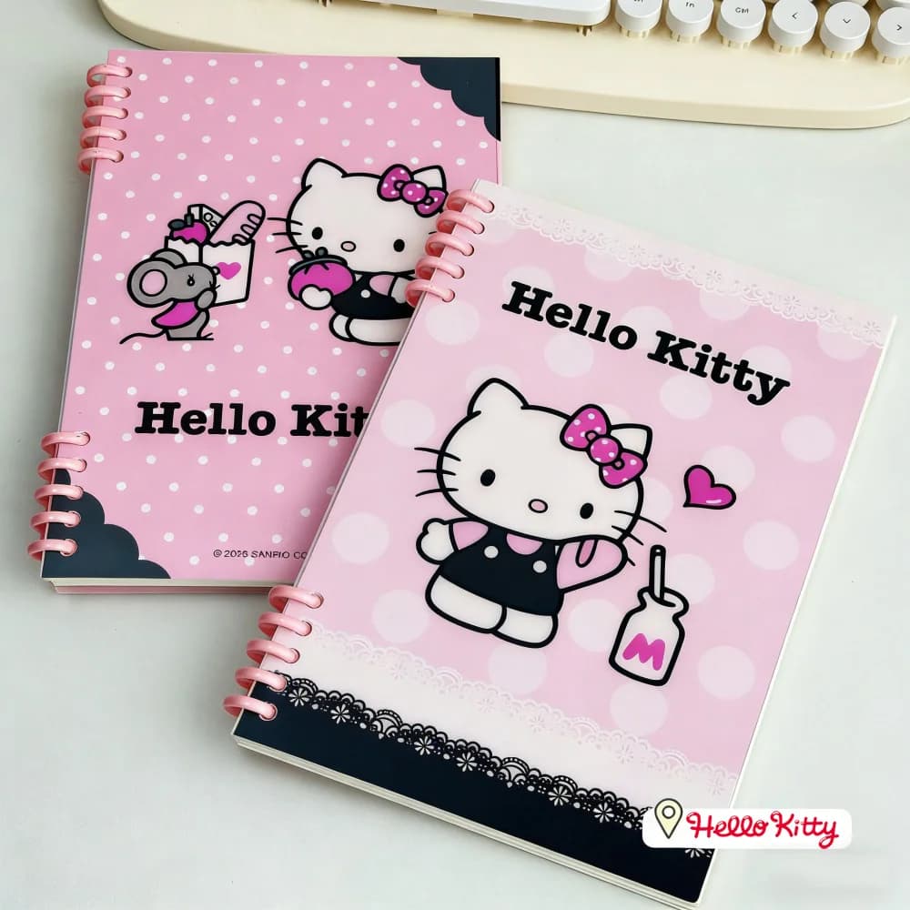 Autentico Album Rilegato A5 Sanrio, Quaderno Portatile con Cartoni Animati Hello Kitty, Diario, Agenda, Quaderno per Scuola e Ufficio, Regalo per Ragazze