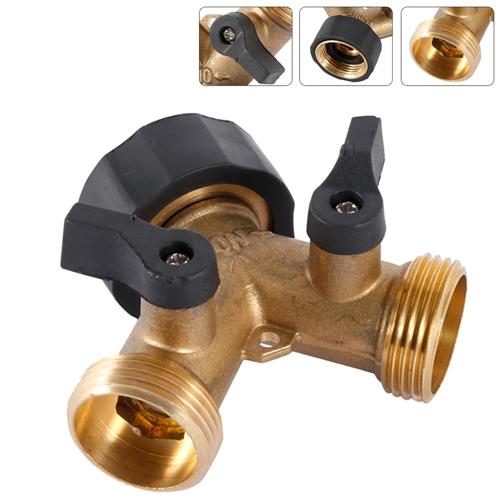 Garden Pipe Separator 2-way garden water supply connector for solid brass hose Y adapter for garden water hose 3/4 inch thread