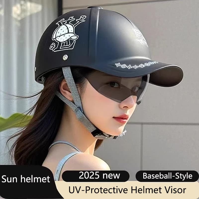 Casco Moto/Sportivo, Unisex, Nuovo Modello 2026, Stile Visiera, Mezzo Casco Estivo, Adatto per Bici Elettriche