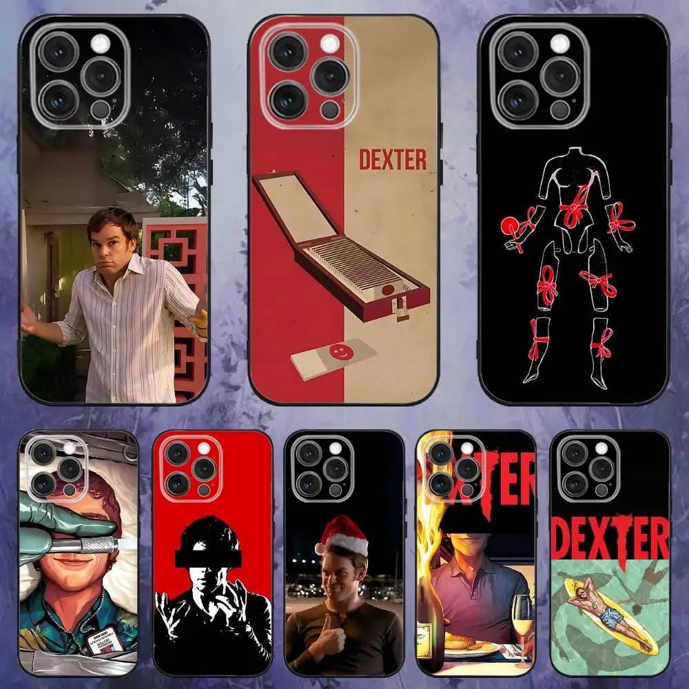 Custodia per telefono D-Dexter Morgan per iPhone 17,16,15,14,13,12,Pro,Max,Plus,E,SE4,Air,Mini Scatola morbida nera