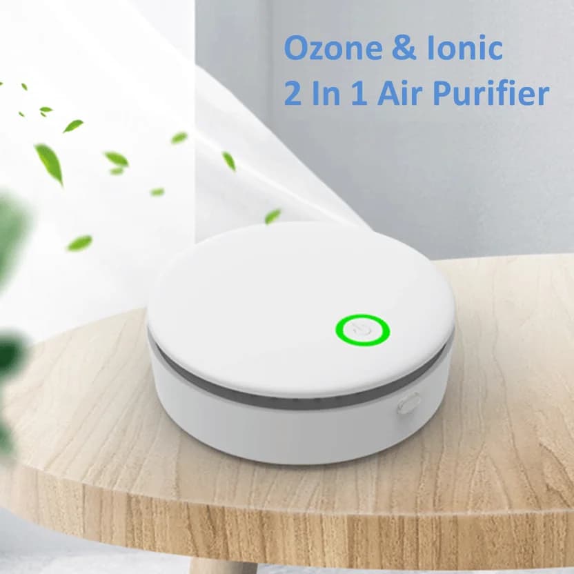 Purificatore d'Aria Portatile 2 in 1 con Ozono e Ioni, Elimina gli Odori per Casa, Auto, Frigorifero, Scarpiera, Stanza degli Animali, Borsa da Caccia