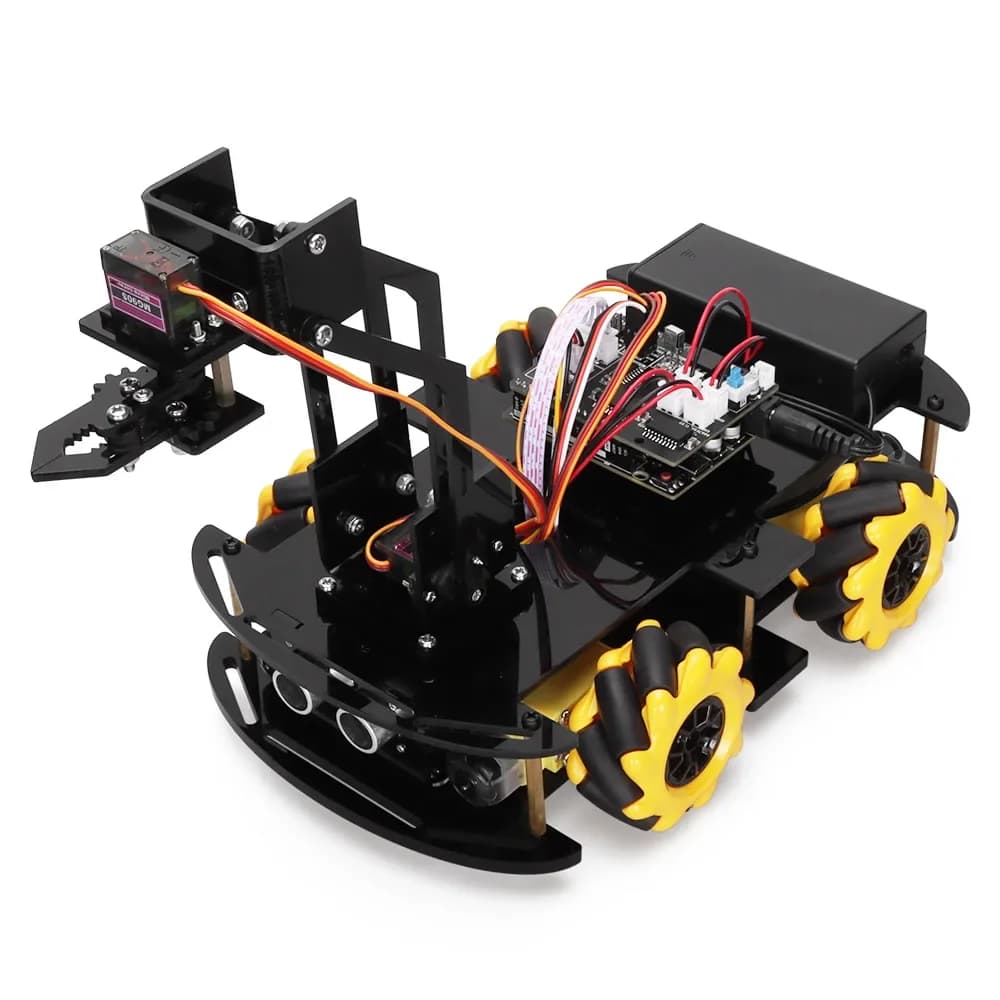 Kit Auto Robotica con Ruote Mecanum e Braccio Robotico, Auto Intelligente BT con Evitamento Ostacoli Compatibile con Arduino