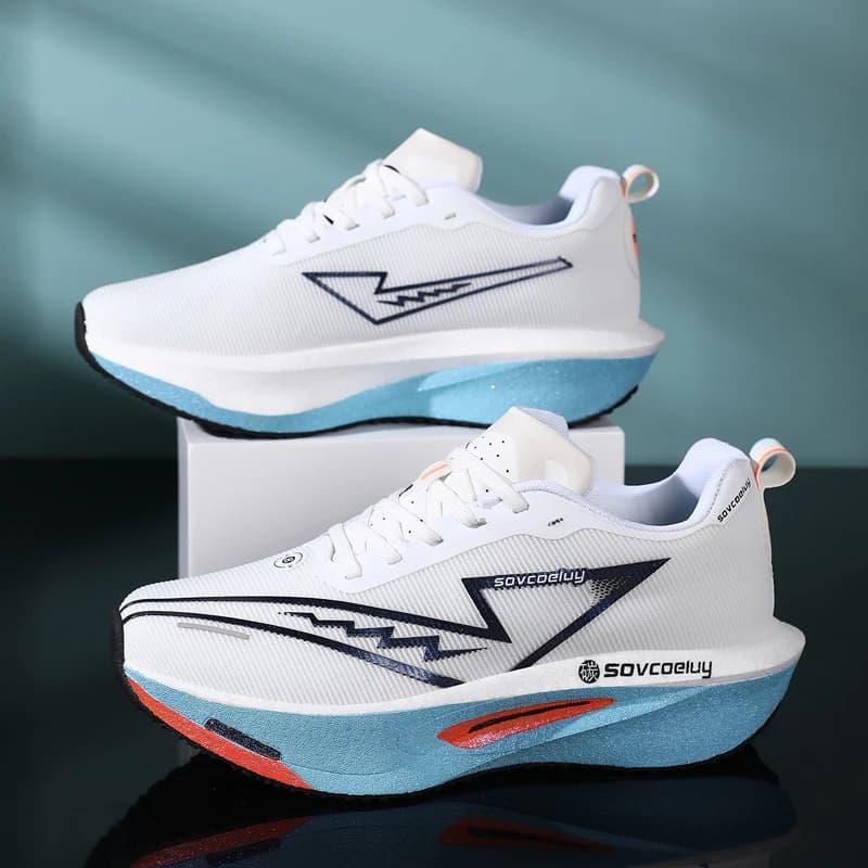 Unisex Couple Running Shoes Breathable Mesh Shock Absorption Thick Sole Sports Sneakers for Men Women
