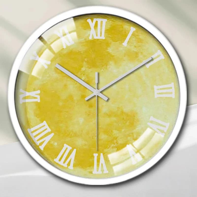 Orologio da parete silenzioso rotondo con design a forma di luna, adatto per soggiorno, scuola, studio, camera da letto, regali per bambini