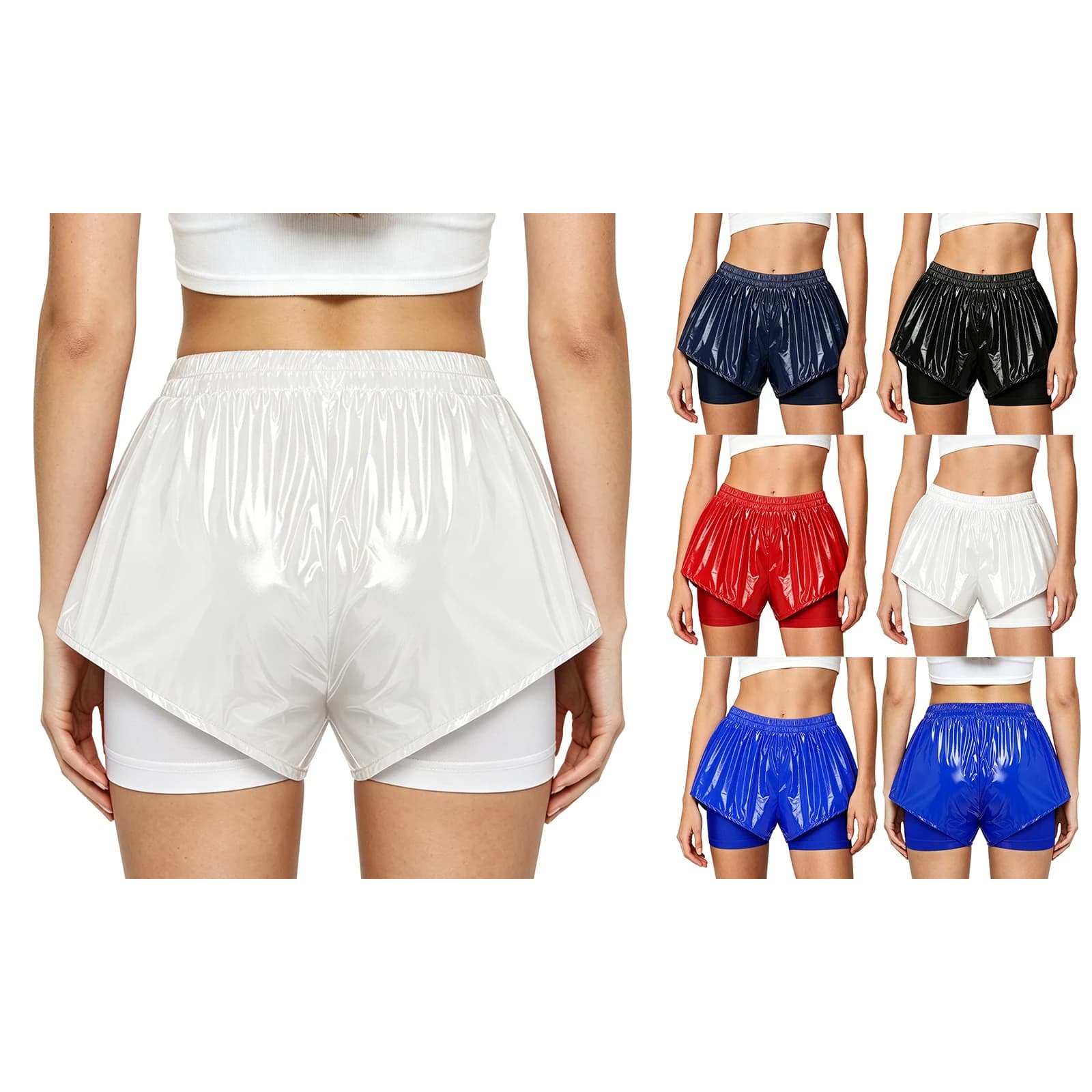 Costume da bagno impermeabile da donna 2 in 1, pantaloncini sportivi, abbigliamento sportivo per spiaggia, piscina, nuoto, corsa, ciclismo