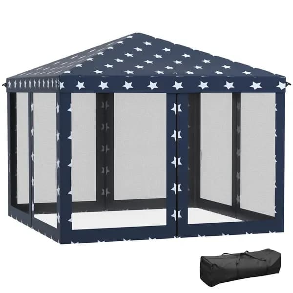 3x3 m portable outdoor Gazebo with mosquito net and carrying bag, height adjustable sunshade for garden