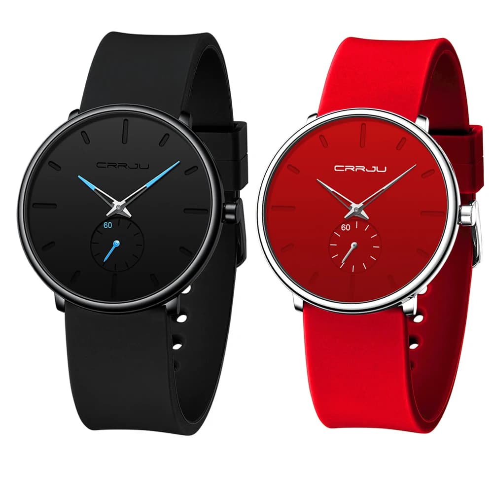 CRRJU Uomo Donna Set Coppia Moda Casual Orologi in silicone Donna Quadrante semplice Orologi da polso al quarzo Orologio da polso Montre Femme