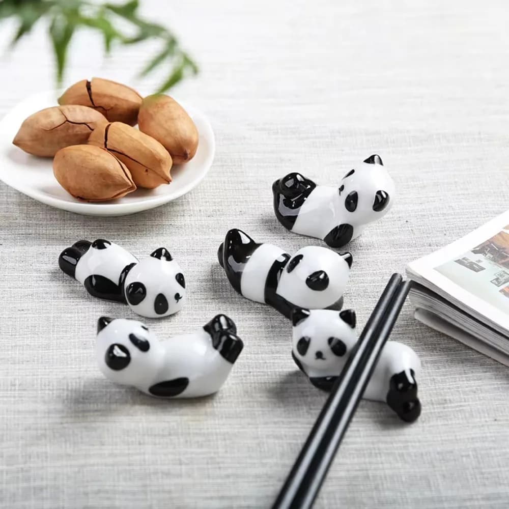 Set da 8 Pezzi: Porta Bacchette Panda Fai-da-te, Simpatico Porta Pennelli Decorativo, Ornamento in Ceramica a Forma di Panda, Decorazione per la Casa