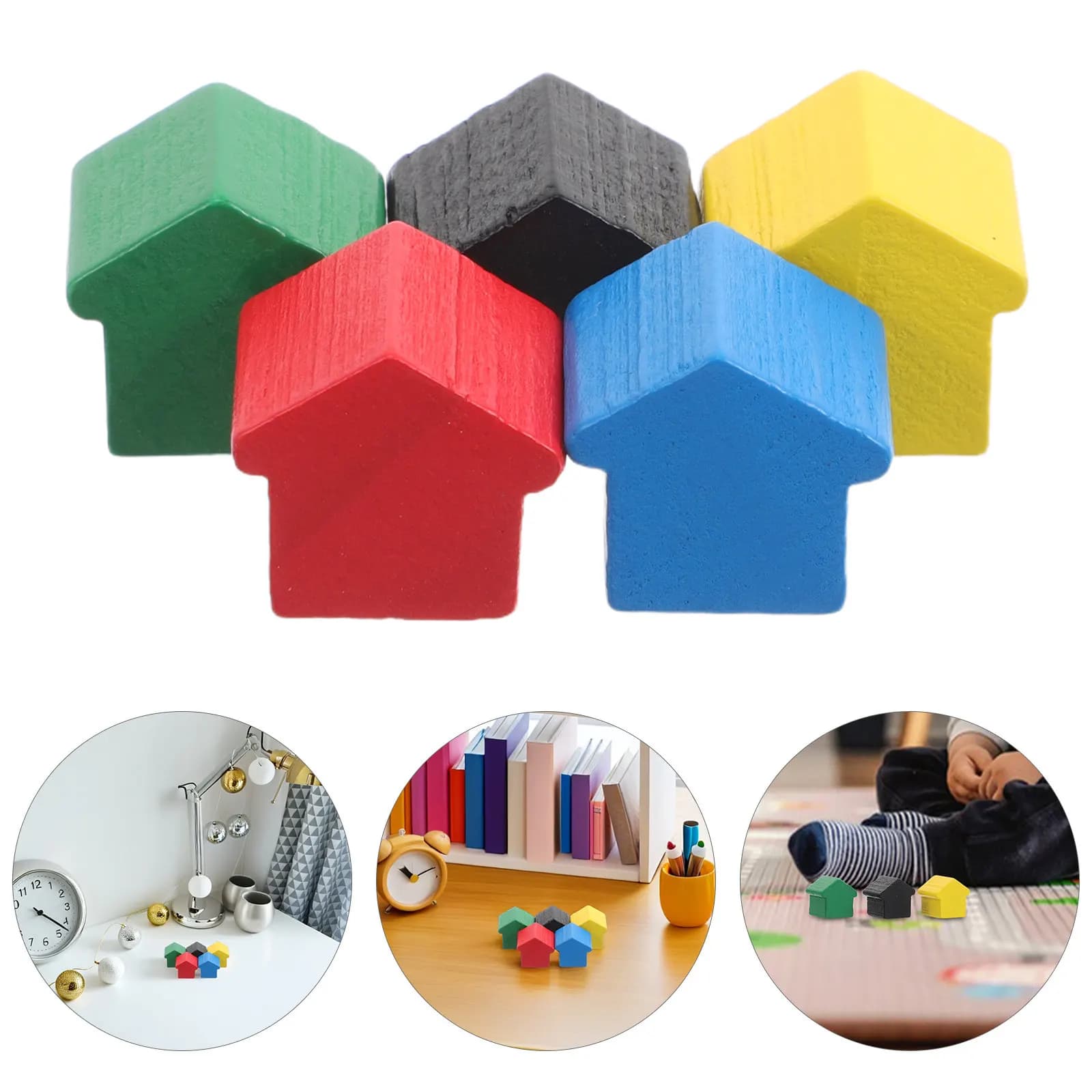50Pcs Wooden Chess Game Houses Replacement Pieces Board Game Accessories Educational Property Trading Set Chess Set for Adults