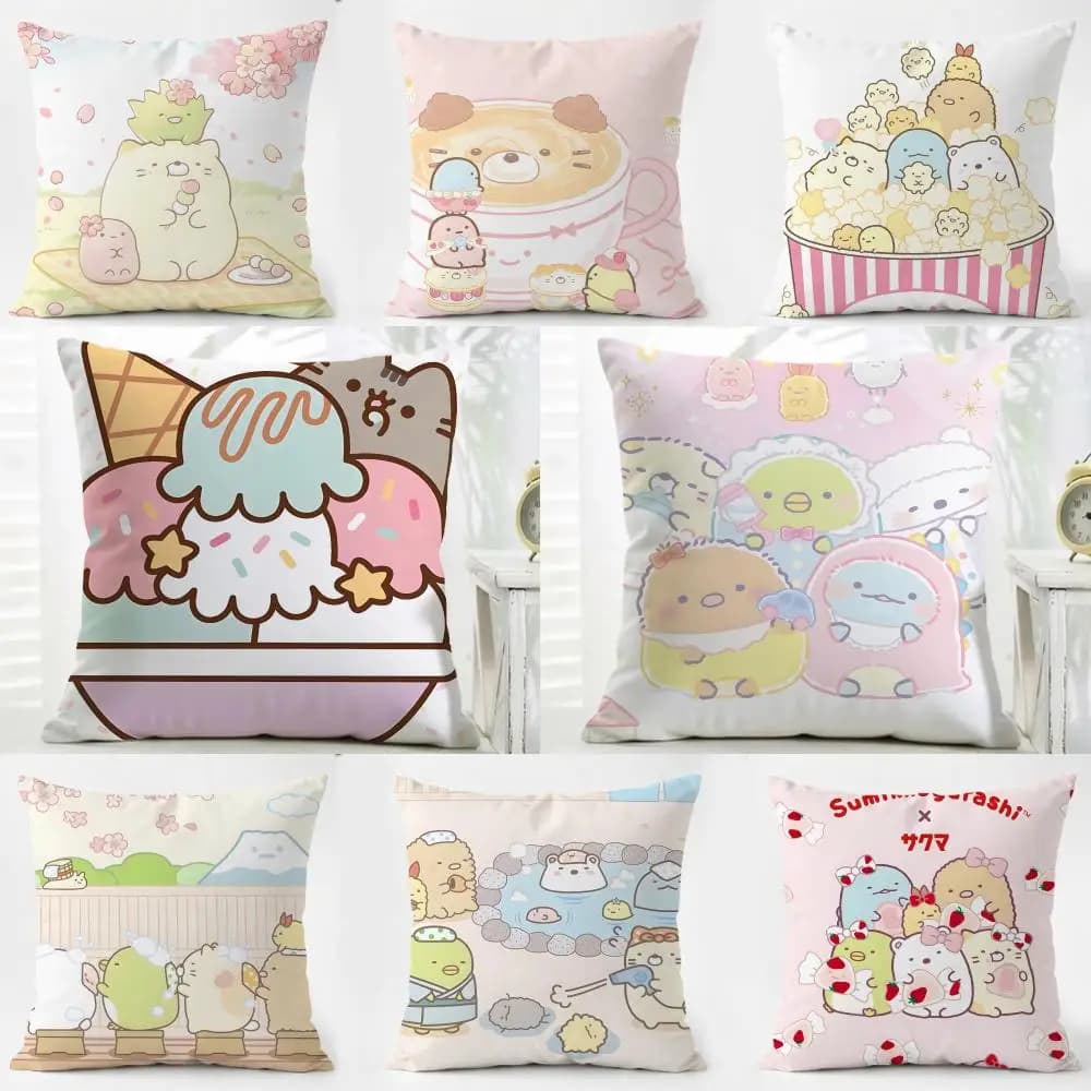 Fodera per cuscino S-Sumikko Gurashi in tessuto morbido e delicato con cerniera a scomparsa