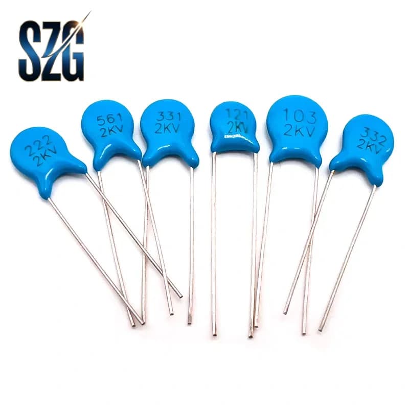 20 pz/lotto Condensatore Ceramico DIP ad Alta Tensione 2KV 2000V 10P 270 330 470 560PF 680PF 820PF 1000PF 1500 2200PF 103 333 472 473 104