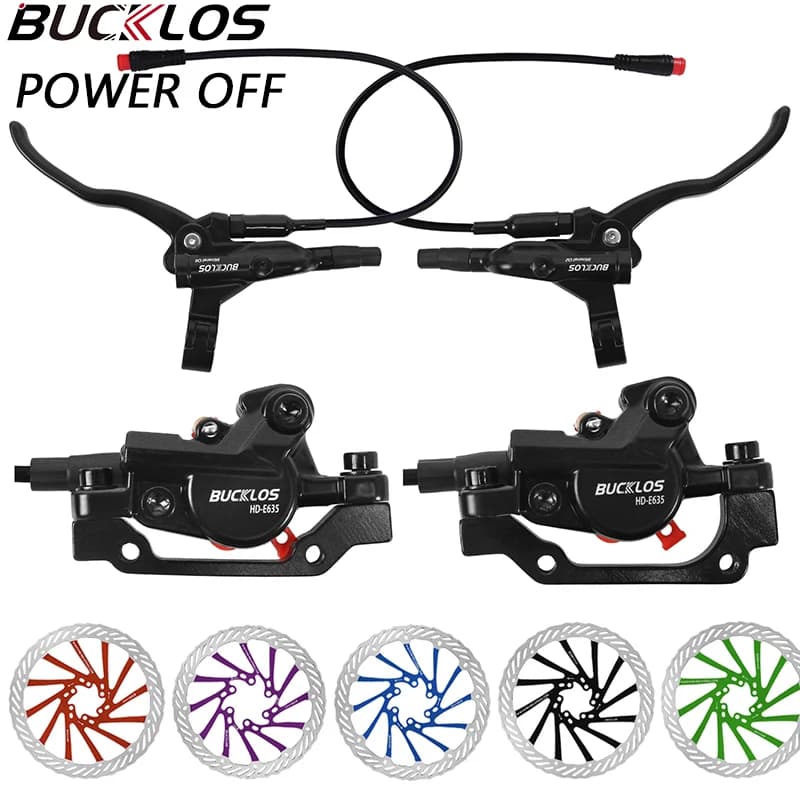 BUCKLOS Power-Off E-Bike Hydraulic Brakes Set Electric Bicycle Disc Brake Set Scooter Hydraulic Brake Folding Bike Disc Brakes