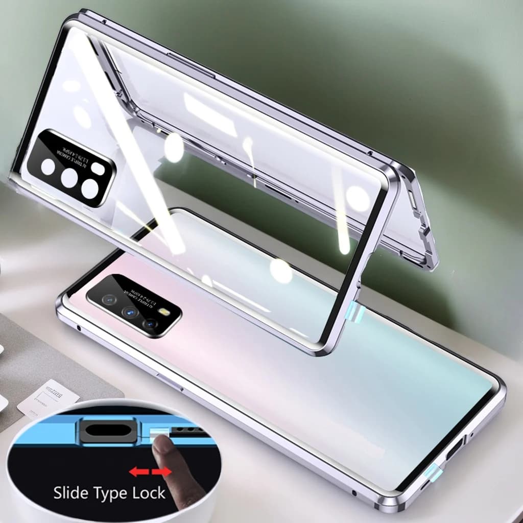 Custodia magnetica in metallo con fibbia di bloccaggio per Honor X9B X9A X7c x5 plus x7b x6 X9C Smart X8A 5G Custodia protettiva in vetro a doppia faccia Custodie per telefoni